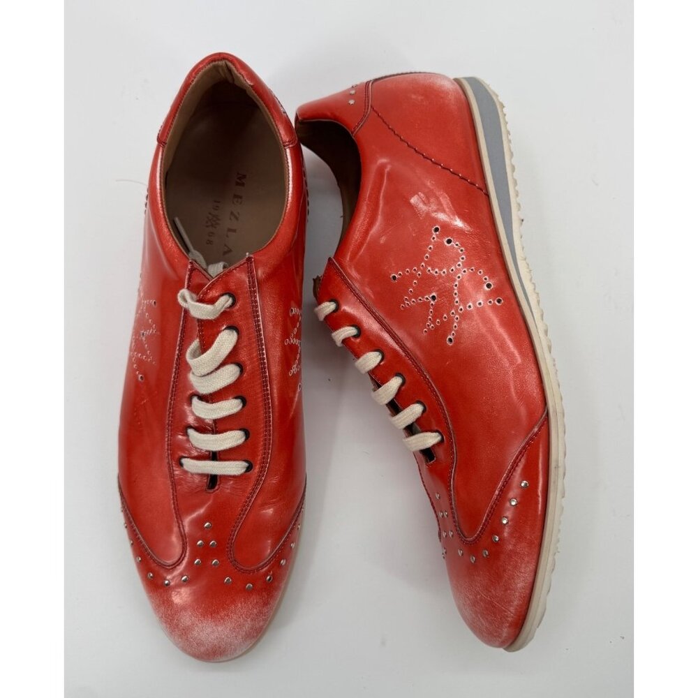 Mezlan Spanish Red Leather Lasercut pattern with metal studs Size 12